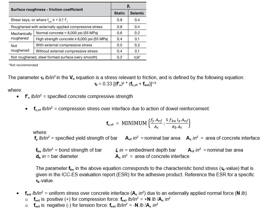 Shear Friction Design using Hilti Method for Postinstalled Re...
