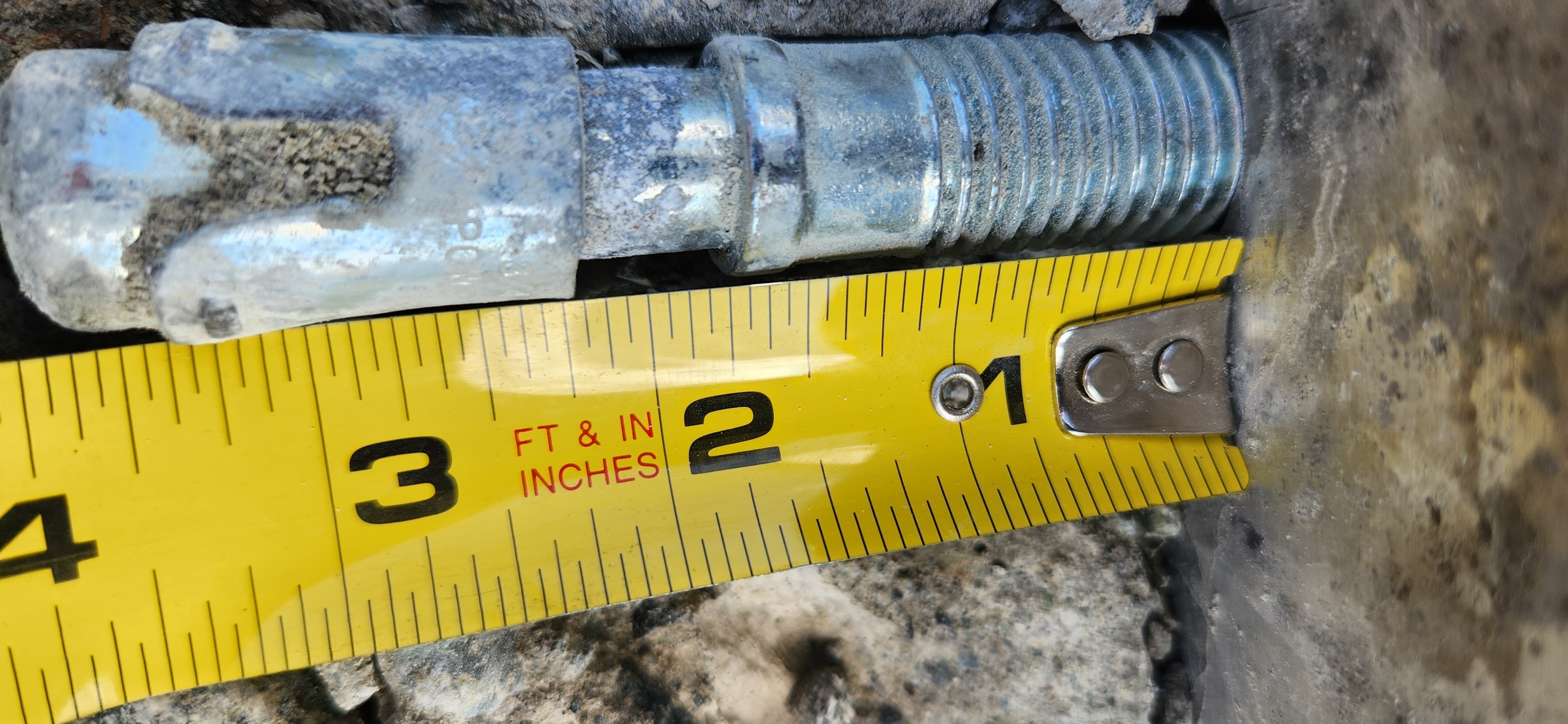 Specs for anchor size and depth anchor, construction Hilti...