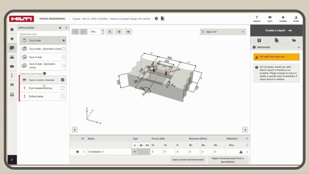 Hướng dẫn thiết kế mặt dựng Facade với phần mềm Hilti Profis Engineering