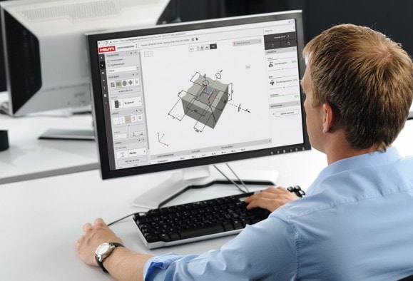 Dimensionamento de ligações de aço a betão com o PROFIS Engineering.
