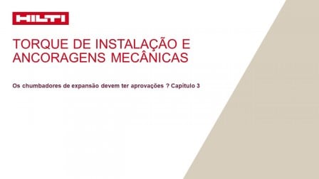 Os chumbadores de expansão devem ter aprovações ? Capítulo 3