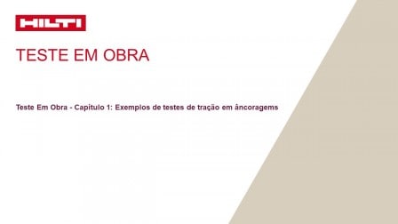 Teste Em Obra - Capítulo 1: Exemplos de testes de tração em âncoragems