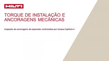 Inspeção de ancoragens de expansão controladas por torque Capítulo 4