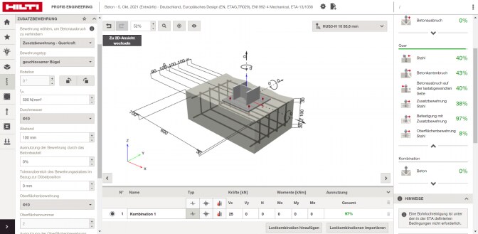 WEBINAR Hilti (1/2) - Optimierung der Dübelbemessung mit Zusatzbewehrung bei Querbelastung