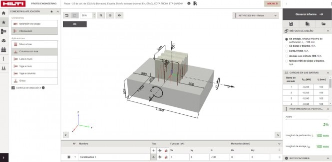 Diseño de conexiones estructurales con corrugados a posteriori con PROFIS Engineering